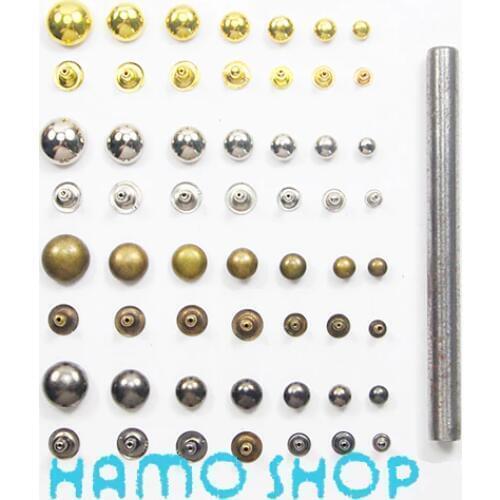 1 Press Tool+200P/lot 12mm Mix Color Metal Round Rivet Spike Studs Rapid Punk Rock Leather Craft DIY Fashion Biker Free Shipping