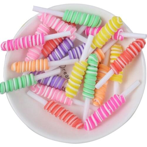 10/20/50Pcs Soft Pottery Roll Lollipop DIY Crafts Supplies Arts Phone Shell Decor Material Hair Accessories Kids Toy Scrapbook