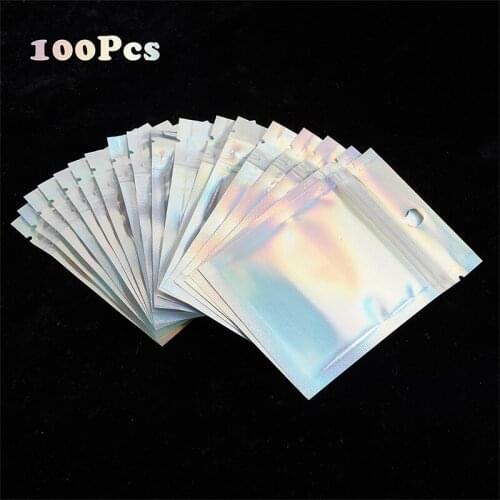 100Pcs Bubble Bag Transparent Zip Lock Cups Holographic Xmas Poison Packing Socks Sexy Lingerie Glove Cosmetics