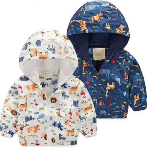 2017 Hot Sale Autumn children coat Boy girl cotton cartoon animals hoodies Fashion Long Sleeve Print baby clothes zipper Jackets