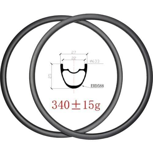 340g 29er MTB XC 27x25mm Hookless tubeless carbon rims 27mm wide 24H 28H 32H UD 3K 12K matte glossy mounatian bike 29in wheelset