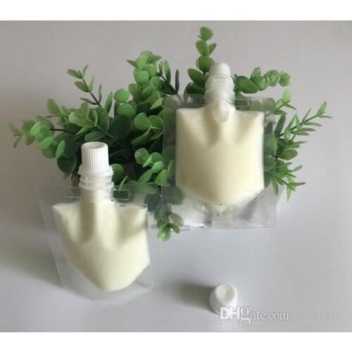 50ml clear plastic stand up pouch with top spout doypack beverage drink liquid sample packaging pouch bag