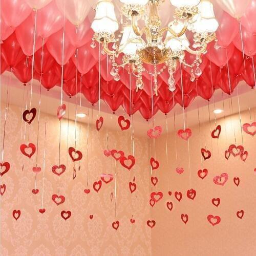 50pcs/lot Star Card Laser Pendant Wedding Marriage Room Balloon Accessories Decoration Valentine Day Gold red Love Stars Ribbon