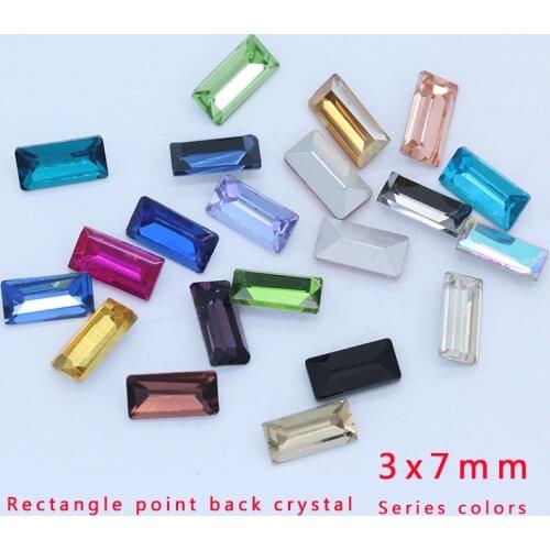 50p 3x7mm color rectangle point foiled back glass stone faceted crystal rhinestones Nail Art decoration DIY jewelry making beads