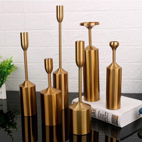 6pcs/Lot Metal Candle Holder Home Decoration Candlestick Geometric Candle Lantern Halloween Center Table Wedding European ZJJ009