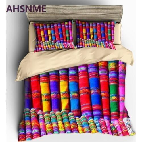 AHSNME Coloured Fabric Pattern Bedding set Bohemia Quilt Cover High-definition Print Home Textiles Adapts multi-country size EU