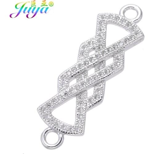 DIY Jewelry Fittings Supplies Zircon Floating Metal Connector Charms Accessories For Women Bracelets Necklaces Earrings Making