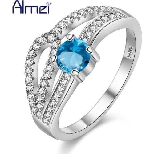 Almei New Big Rings 2016 Silver Ring for Women Purple Stone Wedding Jewelry Bijoux Fille Fashion Jewellery Bijoux Anel Y2863