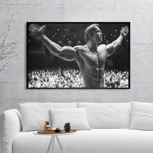 Arnold Schwarzenegger Bodybuilding Motivational Art Silk Print Fitness Inspirational Picture for Room Wall Decor