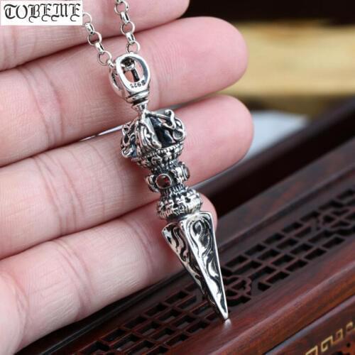 Handmade 925 Silver Buddhist Dorje Pendant Tibetan Vajra Pendant Vintage Sterling Silver Tibetan Pendant