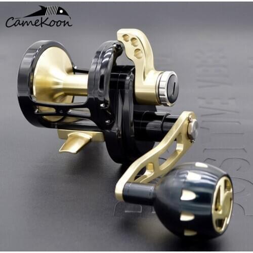 CAMEKOON CNC slow jigging reel 35kgs drag power left/right handle saltwater lever drag reel trolling big game reel