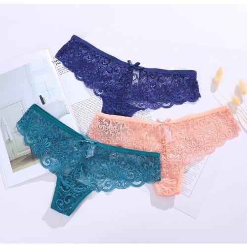 Women Sexy Lace Low Waist Panties G String Thong Transparent Lingerie Panties Female Ladies Floral Briefs Pantys Underpants