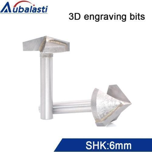 Milling cutters shank 6mm double-edged 3D knife V type knife 3D CNC carving machine Router Bits for wood Woodworking