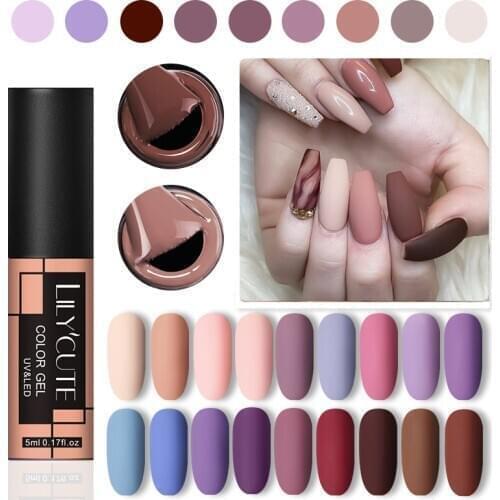 LILYCUTE Matte Effect Gel Nail Polish Matte Top Coat Need Winter Color Gel Polish Soak Off UV Gel Nail Art Design Hybrid Varnish