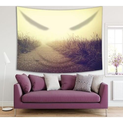 Tapestry Road to the Horizon at Sunrise Tall Grasses Pathway by Wild Nature Monochromic Photo Yellow Brown