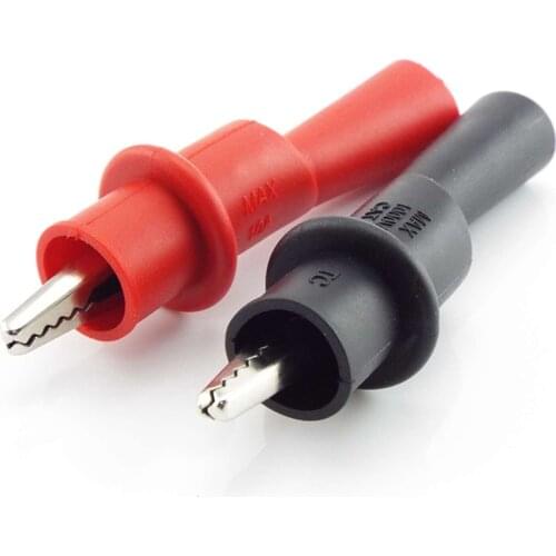 1 Pair Insulation Alligator Clip with 2mm Socket Metal Crocodile Clamp Test Accessories for Multimeter 1000V/10A