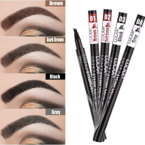 Four Colors Eyebrow Pencil Four-claw Eye Brow Tint Makeup Waterproof Natural Eyebrow Pen Brown Black Grey Brush Cosmetics