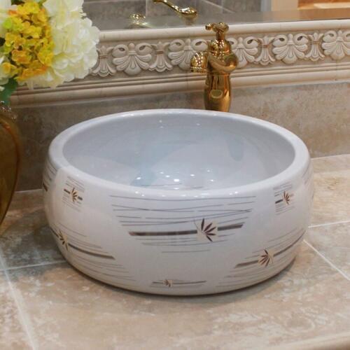 China Artistic Handmade Ceramic wash basin Lavobo Round Counter top art wash basin