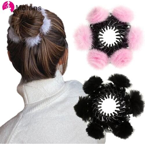 Molans New Fashion Women Bun Hair Claw Horsetail Buckle Hair Clip Bird Nest Ponytail Holder Headwear Hairball Hair Accessories