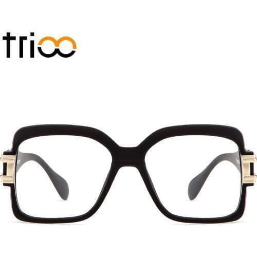 TRIOO Mens Cool Myopia Glasses Frame Designer Clear Lens Spectacle Eyewear Frames Black Square Thick Eyeglasses Men Brand