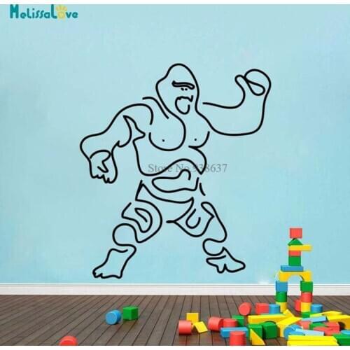 Muscle Gorilla Animal GYM Funny Decor Living Room Home Decal Self-adhesive Murals Removable Vinyl Wall Sticker BD196