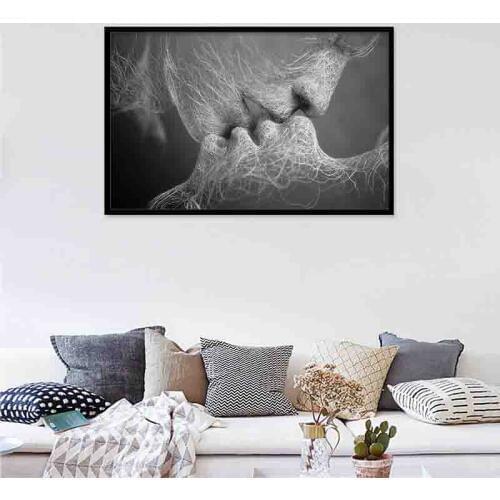 Black Love Kiss Canvas Painting Abstract Print Poster Pictures Home Bedroom Wall Pictures for Living Room Decoration Wall Art