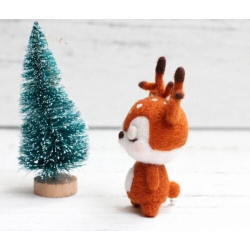 Sika Deer Animal Doll Wool Felt Craft DIY Non Finished Poked Set Handcraft Kit For Needle Material Bag Pack