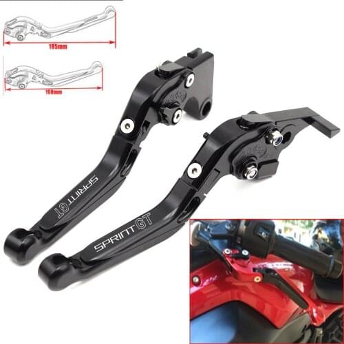 Motorcycle CNC Adjustable Foldable brake Clutch Levers for Triumph SPRINT GT 2011 2012 2013 2014 2015 with Logo(SPRINT GT)