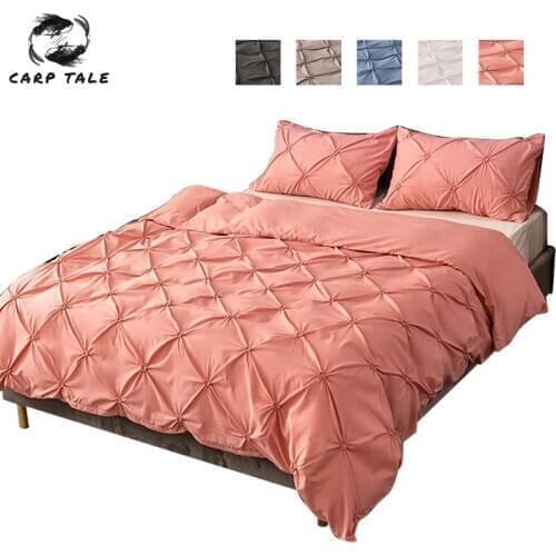 Luxury Black Duvet Cover Pinch Pleat Brief Bedding Set Queen King Size 3pcs Bed Linen Set Comforter Cover Set with Pillowcase