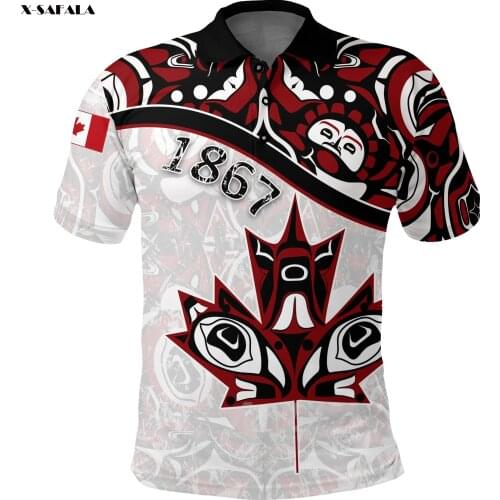 Canada Haida Maple 1867 3D Printed Men Women Polo Shirt Collar Short Sleeve Street Wear Casual Tee Tops Anti-shrink High Quality