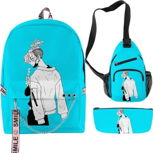 Cartoon 3pcs/set Backpack Tokyo Revengers Anime Backpack Boys Girls Cute Cartoon Schoolbag Women Men Outdoor Casual Laptop Bags