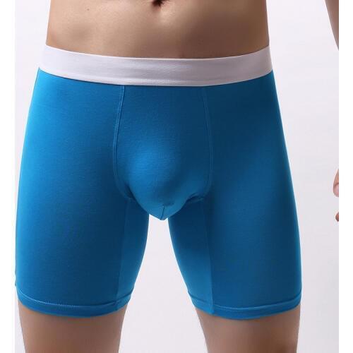 Sexy Men Underwear Boxer Shorts Modal Breathable Mid-rise U Convex Pouch Long Leg Underpants Cueca calzoncillos Plus Size M-XXL