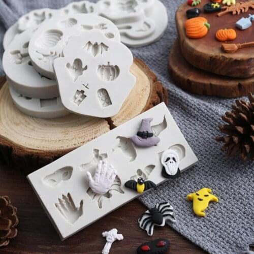 Halloween Theme Pumpkin Ghost Skull Mold Fondant Cakes Decor Silicone Molds Sugarcraft Chocolate Baking Tool Cakes Gumpaste Form