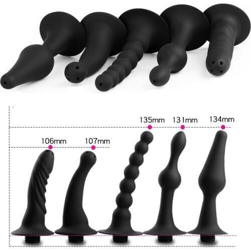Silicone new douche enema syringe shower cleaning head anal beads butt plug nozzle tip Erotic gay sex toy For Women Men