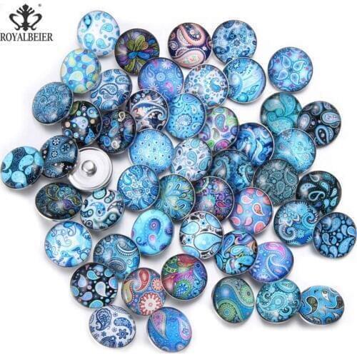 50pcs/Lot Mixed Exotic Theme Pattern Glass Charms 18mm Snap Button Jewelry For 18mm acessorios Bracelet Snap Jewelry KZHM060