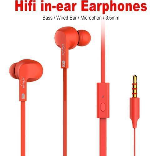 3.5mm Stereo Music In-Ear Earphone Portable Earphone Bass Earbud Wired In-Ear Headset with Microphone for IPhone Samsung Mp3 Mp4