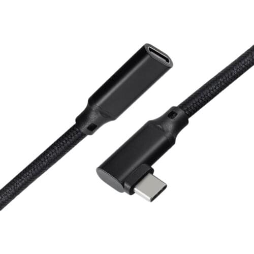 Type-C Extension Cord,2 Meter 90 Degree Type C Quick Charge Male to USB-C Female 90 Degree Extension Data Cord