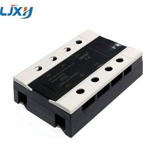 LJXH Three Phase SSR Black 3~32VDC Control 24~480VAC 3P Solid State Relay BRM3 25DA/40DA/60DA/80DA/100DA Electronic Parts