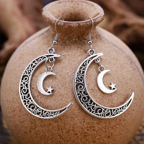 Vintage Crescent Moon Earrings Moon Dangle Earrings Handmade Statement Earrings Women Earrings Aretes punk 2020 New