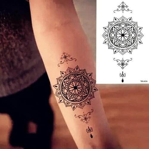 Waterproof Temporary Tattoo Sticker sexy lotus mandala totem tattoo Water Transfer fake tattoo flash tattoo for girl women