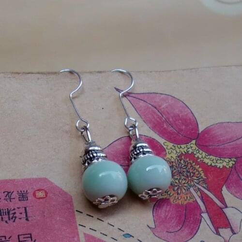 Womens ceramic handmade earrings red porcelain bead 2021 high temperature firing girl Water droplets earrings Fashion Jewelry