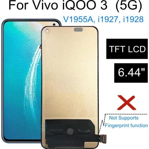 6.44" TFT For VIVO IQOO 3 IQOO3 5G V1955A I1927 I1928 LCD Display Touch Screen Digitizer Assembly