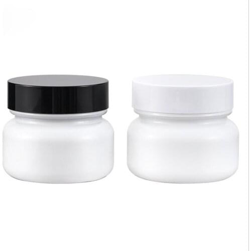 12 x 50G Empty White Make up Glass Jar With Black white Lids Seal 50cc Container Cosmetic Packaging, 15G Glass Skin Care Pot