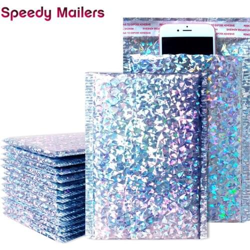 50PCS/Pack Aluminum Foil Bubble Mailer Gift Lashes Packaging Self Adhesive Courier Bag for Shipping Padded Bubble Envelopes