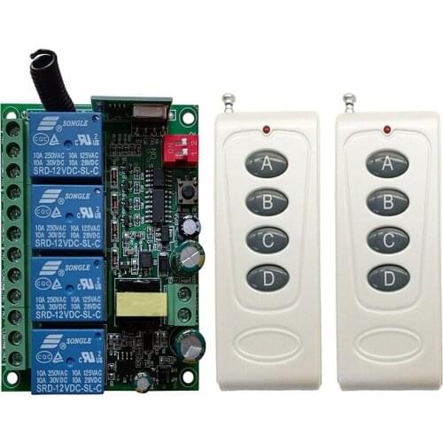 500m Remote Control Switches AC110V 220V 230V 4CH Relay Receiver + Transmitter Power Switch 315/433MHZ Learning Code Receiver