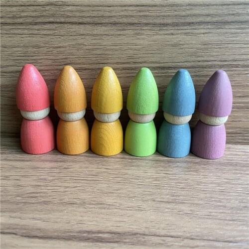 6pcs Rainbow Peg Dolls Baby Pretend Play Games People Figures Nordic Wood Toys Kids Montessori Sensory Toys Peg Dolls Bodies