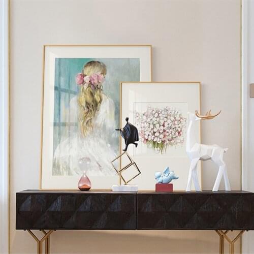 Abstract Back View Girl Flowers Artwork Canvas Painting Modern Wall Art Posters and Prints Decorative Picture Living Room Decor