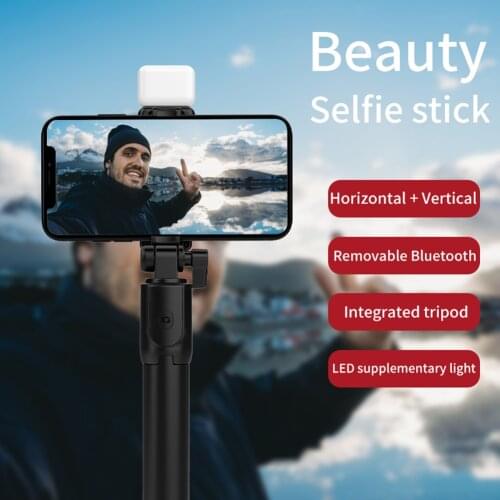 Wireless Tripod Extendable Bluetooth Selfie Stick With Fill Light For Ios Android Mobile Phone Mini Shutter Remote Control
