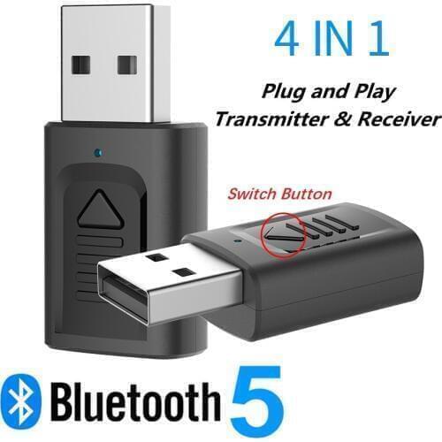 Bluetooth 5.0 Audio Receiver Transmitter 4 IN 1 Mini 3.5mm Jack AUX USB Stereo Music Wireless Adapter for TV Car PC Headphones