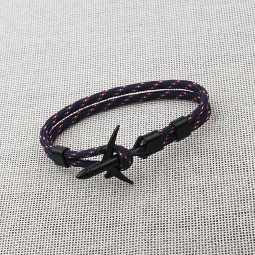 Anchor Bracelets Male Female Charm Survival Rope Chain Paracord Bracelet Black Metal Airplane Hooks Summer Style Homme Jewelry